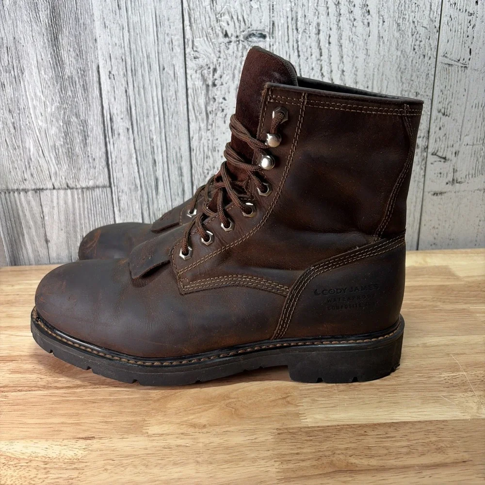 Cody James Lace Up Round Composite Toe Kiltie Waterproof Boots Brown 11d 8